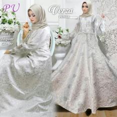 Baju Gamis Muslim Pesta Wisuda Lebaran Syari Remaja 120247 GAMIS PESTA JUMBO JAQUARD VERZA PUTIH