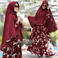 Baju Gamis Muslim Syari Fashionable - Gamis Army syari Maroon