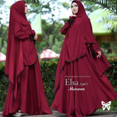 Baju Gamis Muslim Syari Fashionable - Gamis Elsa syari Maroon