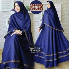Baju Gamis Muslim Syari Fashionable - Gamis Pita Songket Navy