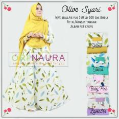 Baju Gamis Olive Set Syari Ori Naura Longdress