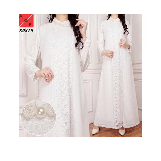 Baju Gamis Putih / Busana Muslim / Baju Muslim #80810 STD