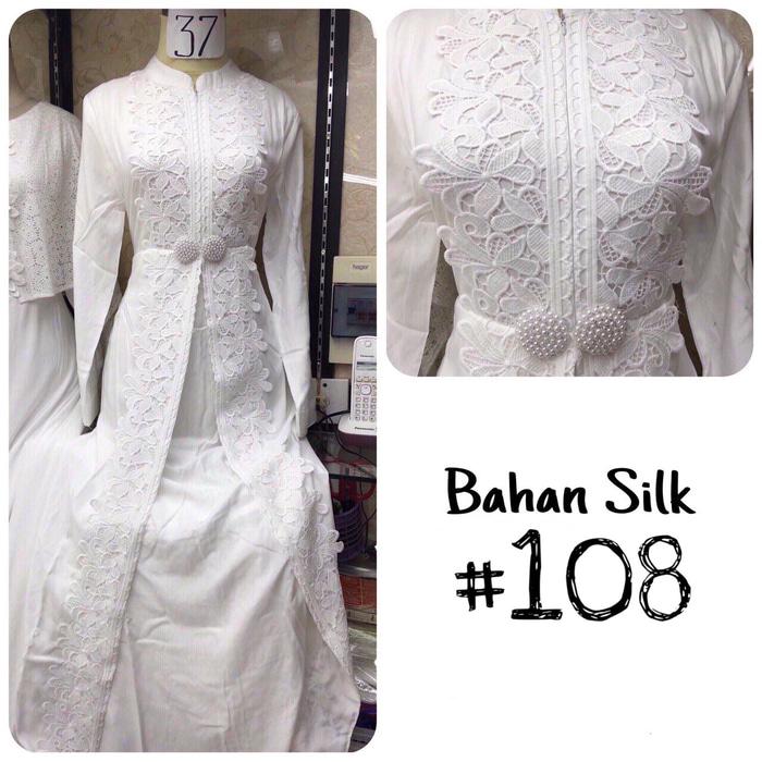 Baju Gamis Putih / Busana Muslim / Baju Muslim Wanita  #108 Jumbo