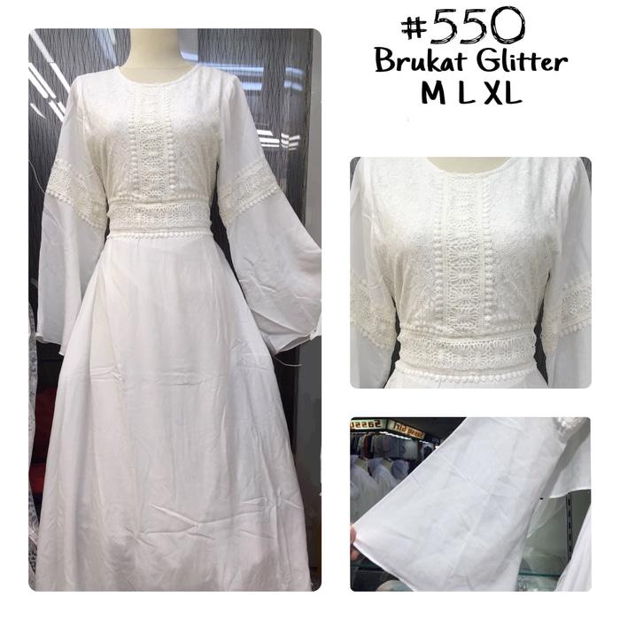 Baju Gamis Putih / Busana Muslim / Baju Muslim Wanita #550 STD