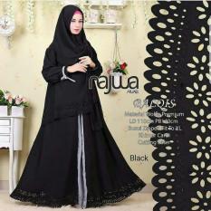 baju gamis syari balqis black premium laser
