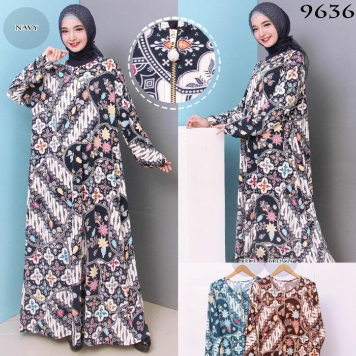 BAJU GAMIS WANITA GAMIS BATIK JUMBO BUSUI SLETING DEPAN 9636