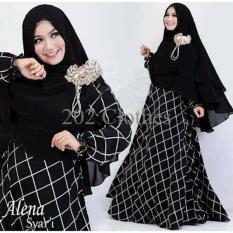 Baju Gamis Wanita Gamis Katun Jepang Gamis ALENA SYARI BLACK