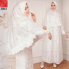 Baju Gamis Wanita/gamis putih/muslim satin #1065 STD