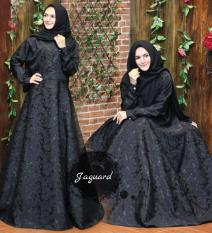Baju gaun wanita muslim gamis syari pesta premium gliter hitam By Nurul Collection
