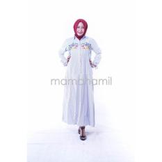 Baju Hamil Gamis Hamil Menyusui Bunga Mawar Azizah - GMS 243 (Biru Tua- Biru Muda)