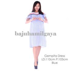 Baju Hamil Gaya - GEMPITA DRESS BLUE - Dress Hamil Baju Menyusui Murah
