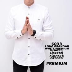 Baju Hem Kemeja Pria Cowok Lengan Panjang Kerah Shanghay Slimfit White Simple Putih Polos Distro Grosir Murah