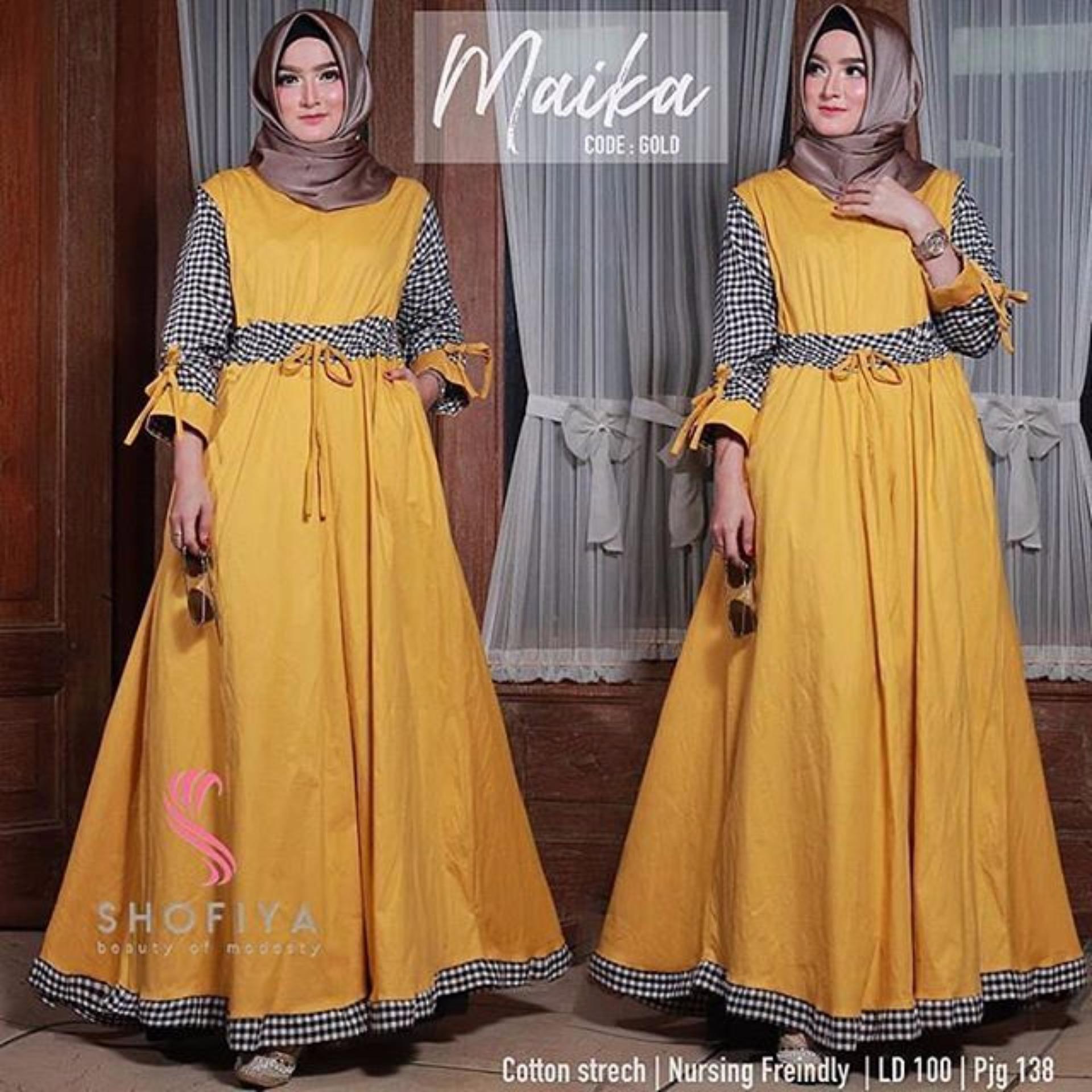 PENAWARAN PROMO Baju Wanita Baju Hijab Baju Gamis Maika Dress Gold
