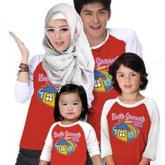Baju Kaos Keluarga Couple Family Tees Anak Ayah Bunda Home 4 Pasang - Merah Putih