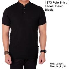 Baju Kaos Lengan Pendek Kerah Sanghai / Polo Shirt Pria Polos Hitam