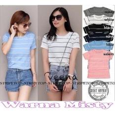 Popuri Fashion Baju T-Shirt Lesley - Babyterry Salur Stripe Atasan Wanita Kaos T-Shirt Baju Murah Tshirt Shirt Cewek Koas Cewe Kekinian Tsirt Terbaru Kaoa Tshit Atasan Wanita Kaod Tshir Atasan Murah Kaoss Baju Kaos