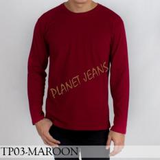 Baju Kaos Polos Lengan Panjang Pria / Polosan Cowok Warna Merah Maroon - 306B2L