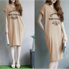 LF Dress Kaos Terusan Wanita / Dress T-shirt Wanita / Gaun Kaos Panjang / Dress Wanita Santai / Dress Remaja Kasual Casual / Dress Murah Gaul Modern / Dress Murah / Gaun Murah / Baju Lebaran / Baju Wanita Termurah TERLARIS (I rvivedsu) NR D10 - Cream D1C