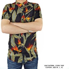 Baju Kemeja Baju Batik FLORAL HITAM PRIA FORMAL
