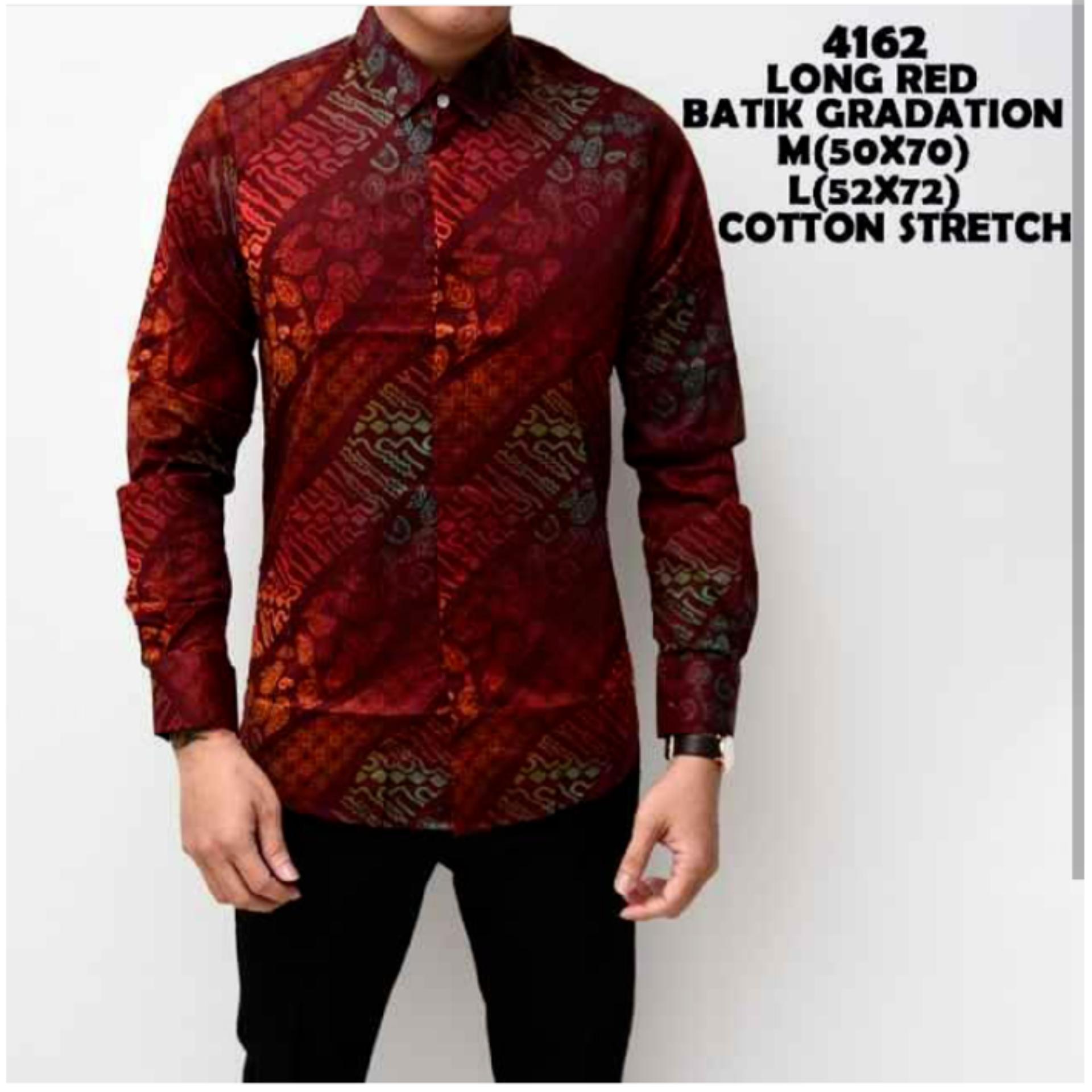 Baju Kemeja Batik Songket Long Gradation Panjang kerja Kantor Slimfit Batik Cowok Premium