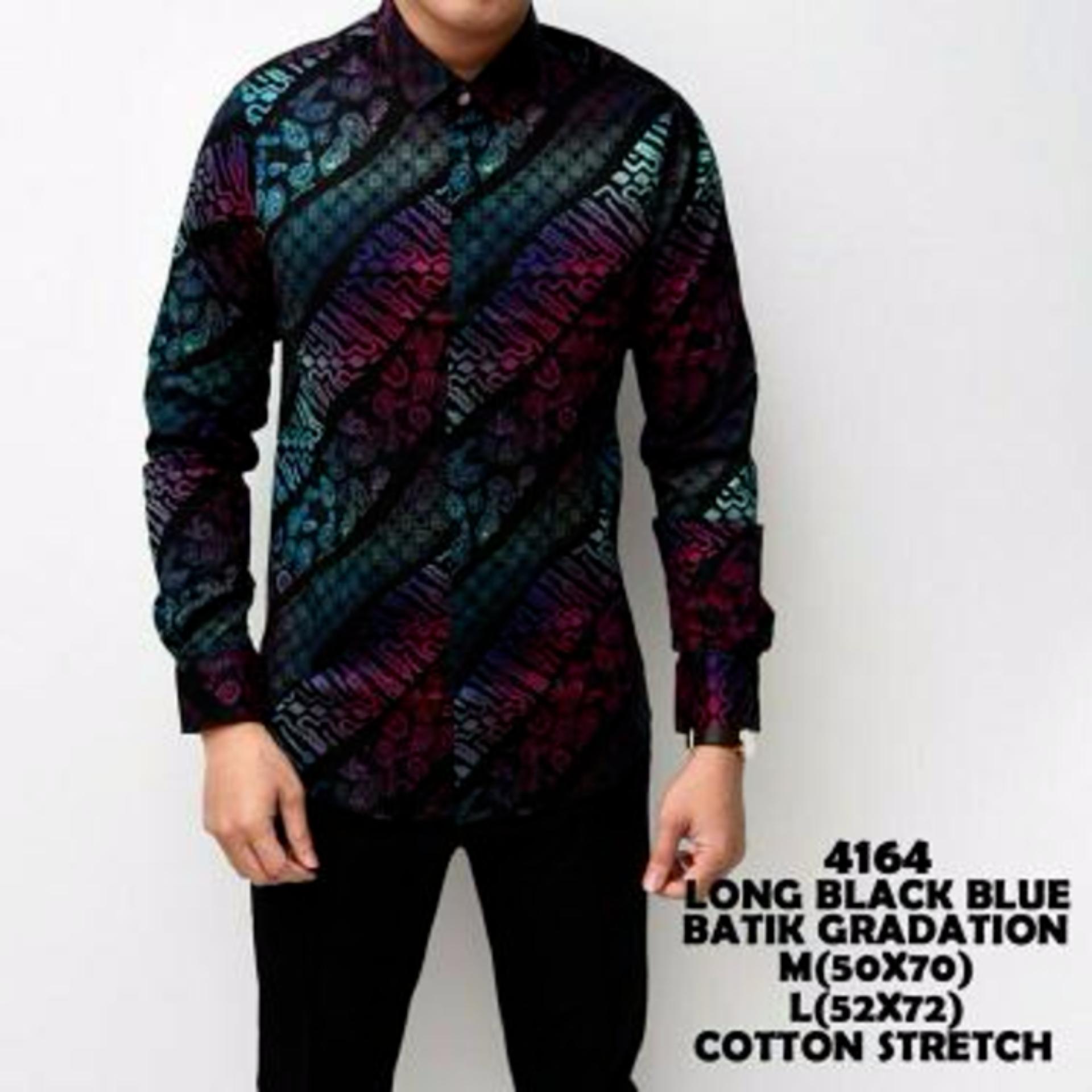 Baju Kemeja Batik Songket Long Gradation Panjang kerja Kantor Slimfit Batik Cowok Premium