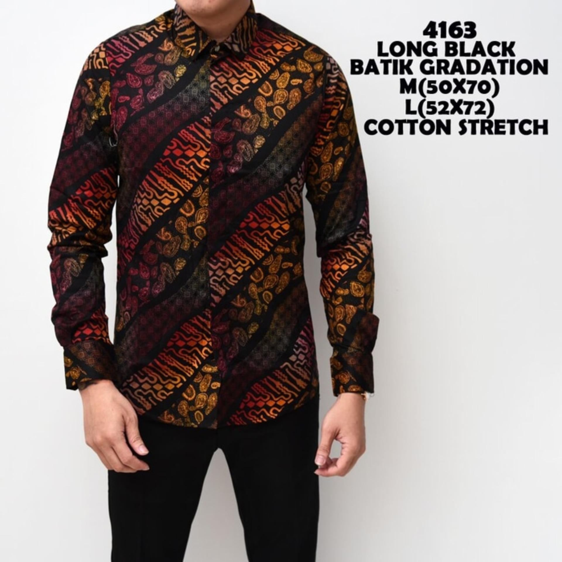 Baju Kemeja Batik Songket Long Gradation Panjang kerja Kantor Slimfit Batik Cowok Premium