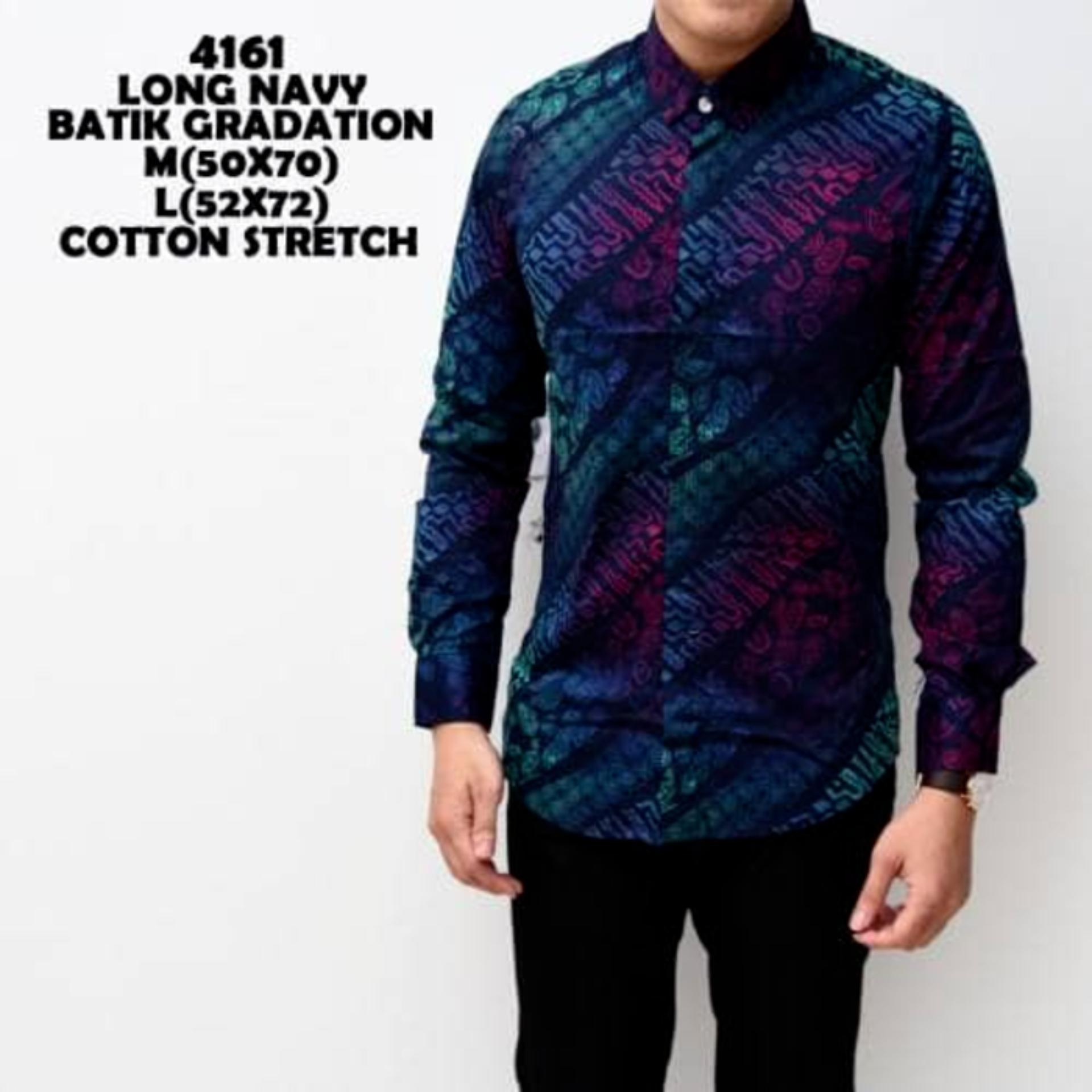 Baju Kemeja Batik Songket Long Gradation Panjang kerja Kantor Slimfit Batik Cowok Premium