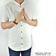 Baju Kemeja Koko Polos Polosan Putih