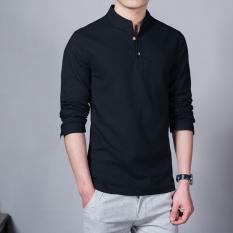 Baju Kemeja Koko Shaquile Hitam Polos. Kemeja Muslim Pria Murah Diskon