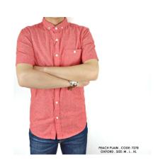 BAJU KEMEJA POLOS POLOSAN WARNA PEACH COWOK PRIA