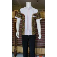 Baju Koko Batik Kombinasi Dasar Putih BP313 Hijau