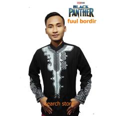 Baju Koko-Black Panther - Baju Muslim - Baju Sholat - Full Bordir (Hitam) Size L