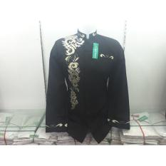 Baju Koko Busana Muslim Pria Jasko Jas Koko Hitam Bordir Lengan Tasik - C3mctc