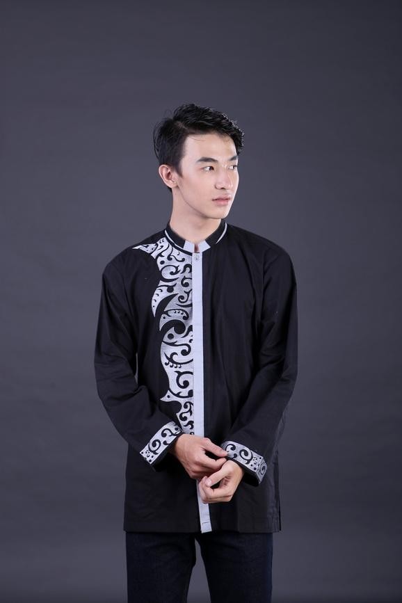 baju koko hitam lengan panjang / busana muslim pria/laki laki garsel baju koko hitam lengan panjang / busana muslim pria/laki laki garsel