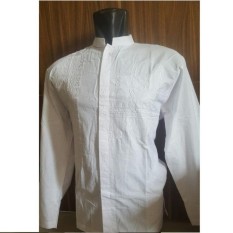 Baju Koko Lengan Panjang Untuk Pria - Bahan Katun Bordir Putih