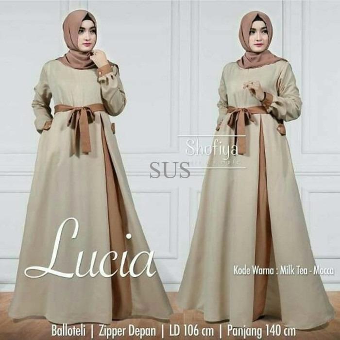 Baju Murah Wanita / Lucia Dress New Series Gamis Brukat Muslim Kekinian Tanah Abang