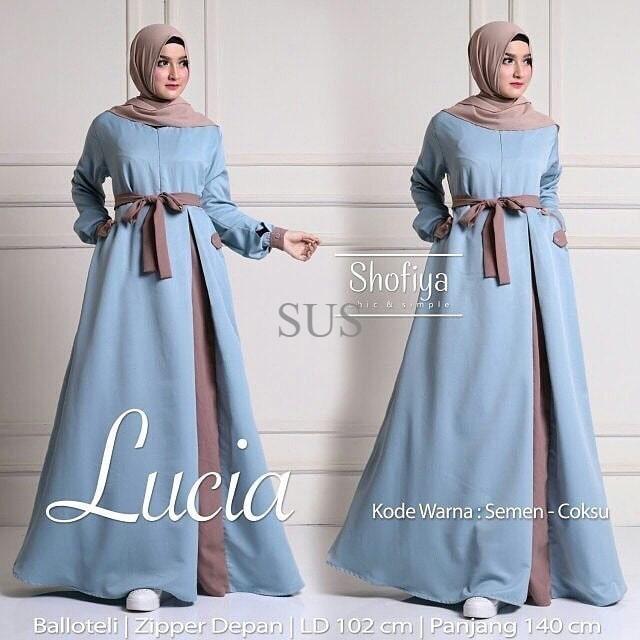 Baju Murah Wanita / Lucia Dress New Series Gamis Brukat Muslim Kekinian Tanah Abang