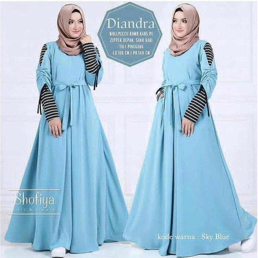 Baju Muslim Diandra Dress Wolfis Gamis Panjang Hijab Casual Pakaian Wanita Hijab Modern  