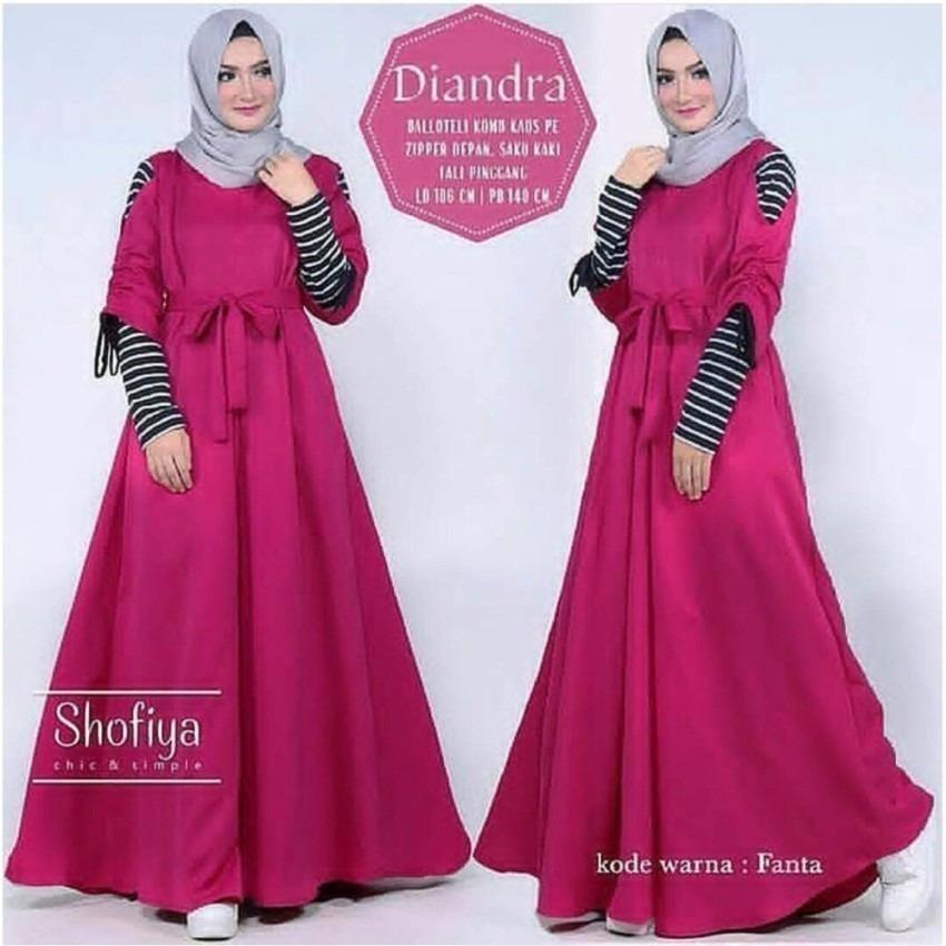 Baju Muslim Diandra Dress Wolfis Gamis Panjang Hijab Casual Pakaian Wanita Hijab Modern  