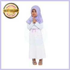 Baju Muslim Gamis Anak Perempuan Cewek Putih Bahan Premium + PASTAN PURPLE