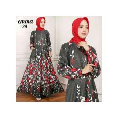 Baju Muslim / Gamis Maxi Dress Katun Motif Bunga Emma 29 (Tanpa Hjab)