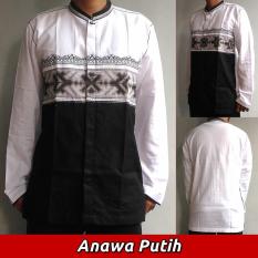 Baju Muslim Koko Lengan Panjang Modern Motif Anawa Warna Putih