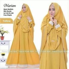 Baju Muslim Maryam Syari+Khimar Wolfice Aplikasi Renda Gamis Panjang Hijab Casual Pakaian Wanita Hijab Modern