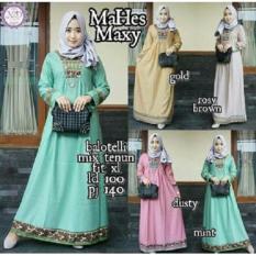 baju muslim maxy dress mahes gamis gaun big size bahan balotelli mix songket gold rossy brown dusty pink mint cantik murah terbaru