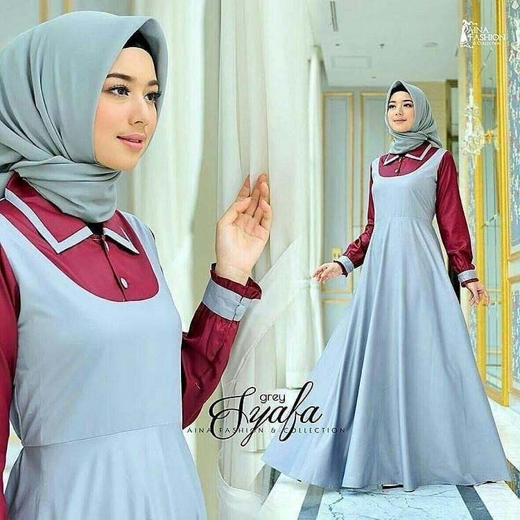 Baju Muslim Original Gamis Syafa Dress Baju Panjang Muslim Casual Wanita Pakaian Hijab Modern Modis Trendy Terbaru 2018