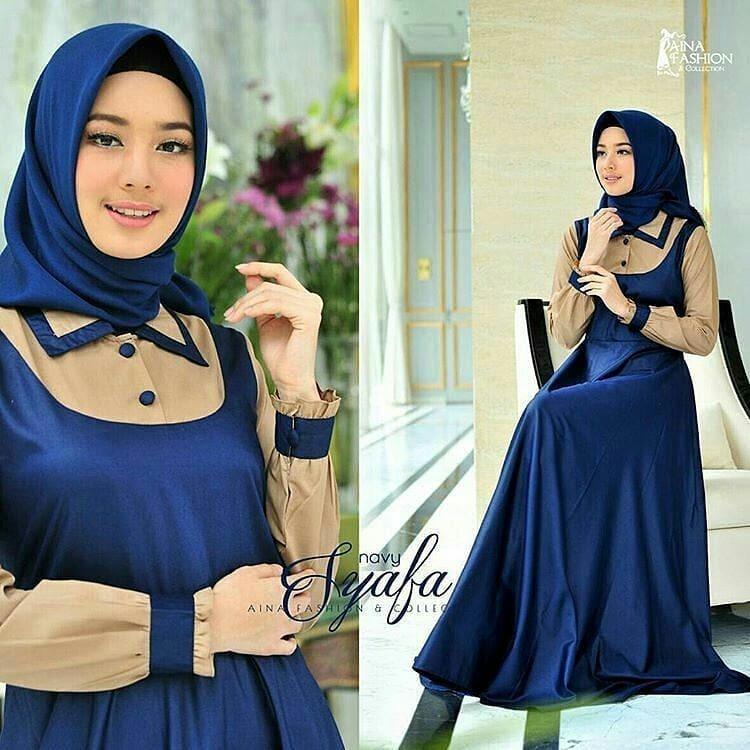 Baju Muslim Original Gamis Syafa Dress Baju Panjang Muslim Casual Wanita Pakaian Hijab Modern Modis Trendy Terbaru 2018