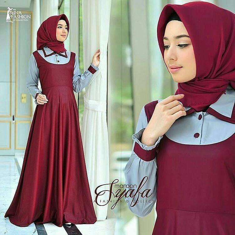 Baju Muslim Original Gamis Syafa Dress Baju Panjang Muslim Casual Wanita Pakaian Hijab Modern Modis Trendy Terbaru 2018