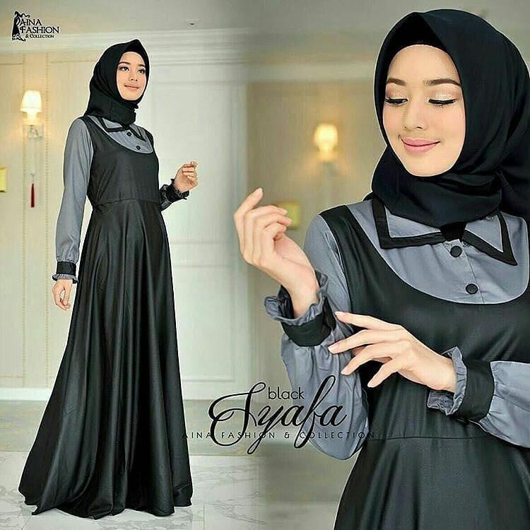 Baju Muslim Original Gamis Syafa Dress Baju Panjang Muslim Casual Wanita Pakaian Hijab Modern Modis Trendy Terbaru 2018