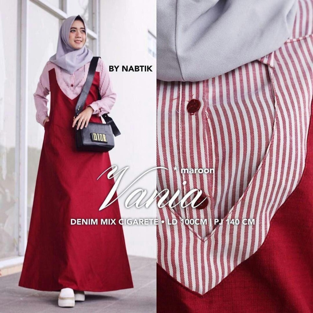 Baju Muslim Original Gamis Vania Dress Baju Panjang Muslim Casual Wanita Pakaian Hijab Modern Modis Trendy Terbaru 2018