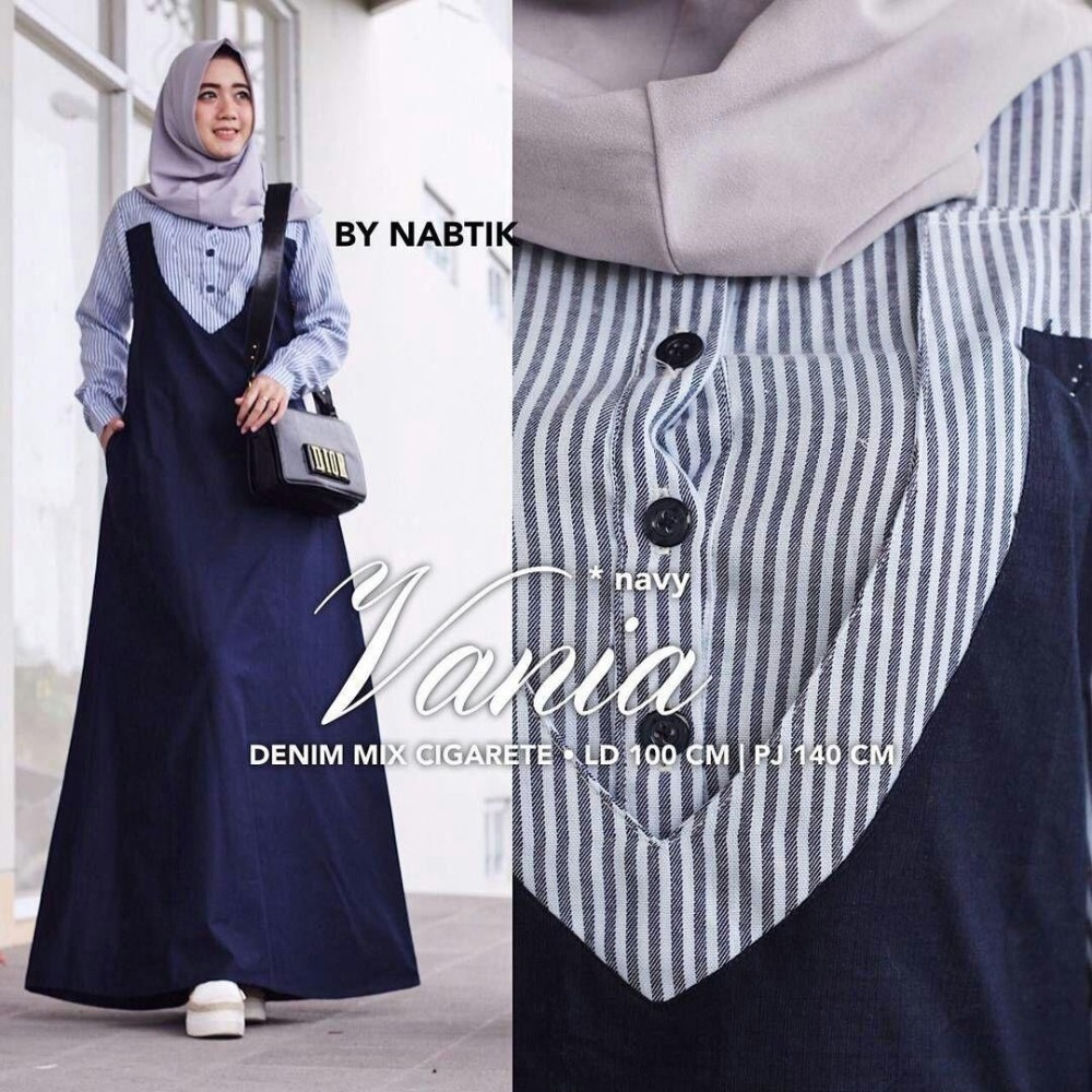 Baju Muslim Original Gamis Vania Dress Baju Panjang Muslim Casual Wanita Pakaian Hijab Modern Modis Trendy Terbaru 2018